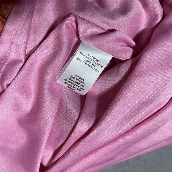 Rachel Zoe Dress Womens 4 Pink Orange Floral Tiered Faux Wrap Ruffle Beach - Picture 7 of 8